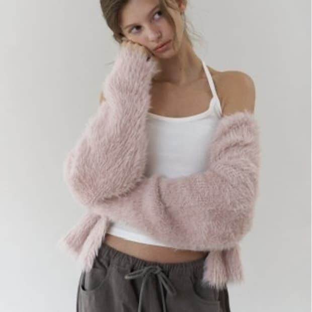 헤더먼트 테디가디건 핑크