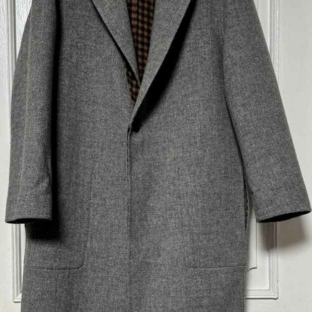 RePLAiN 리플레인 그레이/브라운 체크 리버시블 울코트