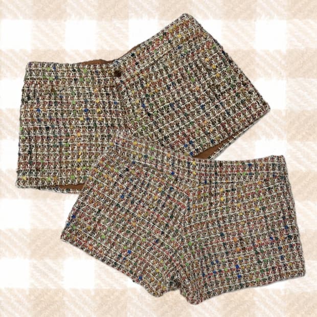 DRESSLAYE 트위드 숏팬츠 데코라 괴짜 일본 빈티지 y2k