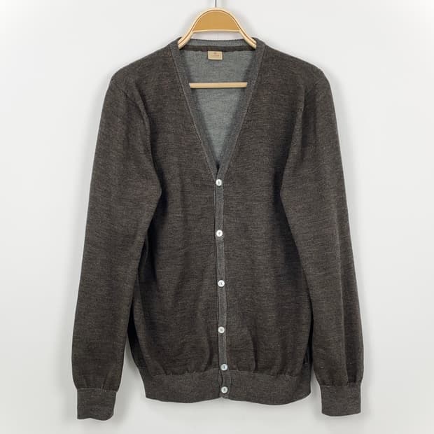 아이그너 브라운 버진울 100% 클래식 가디건