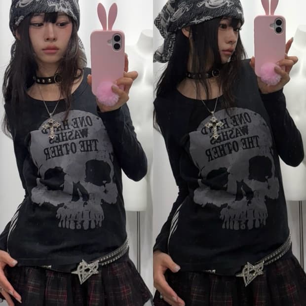 🎸블랙 스컬 프린팅 롱슬리브🎸