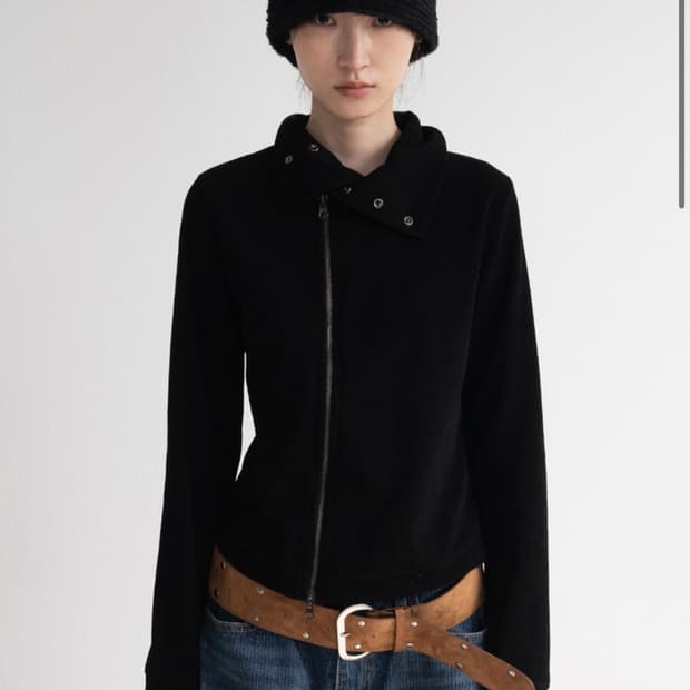 피키소사이어티 Neck Double Zip-Up (Black)