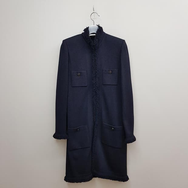 STJOHN 센죤 프린지 트리밍 롱 니트 코트 4사이즈