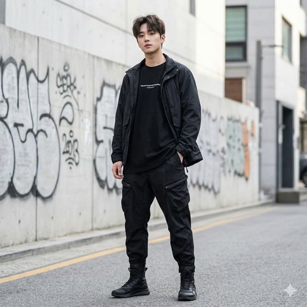 폴리퀀트(POLIQUANT) 블랙 카고 팬츠