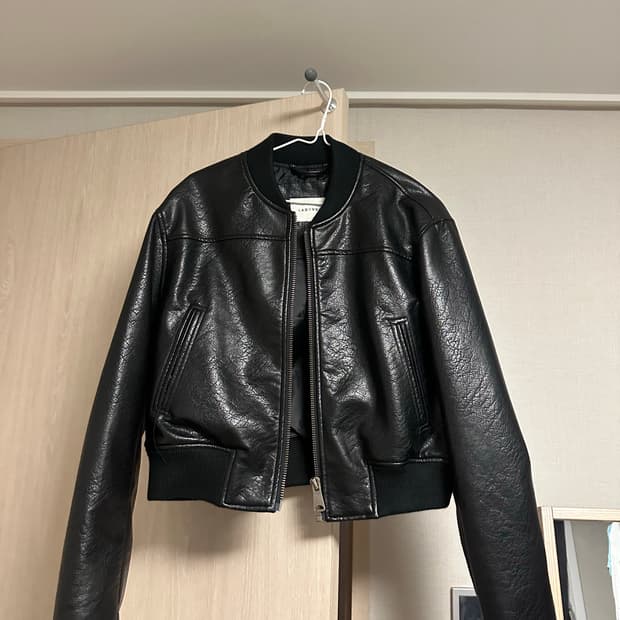 BASIC SINGLE CROP LEATHER BLOUSON_BLACK