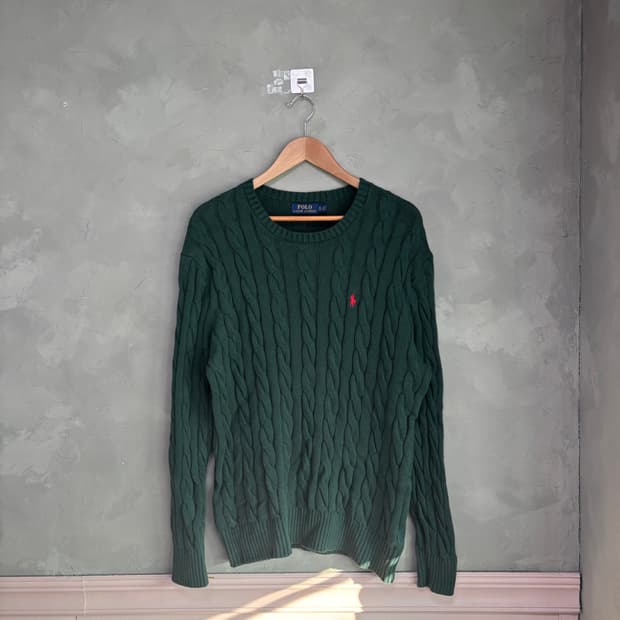 폴로 랄프로렌 꽈배기 니트 그린