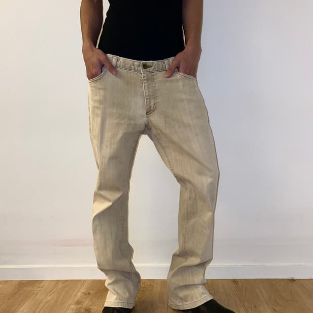 Theory yellow & white denim pants