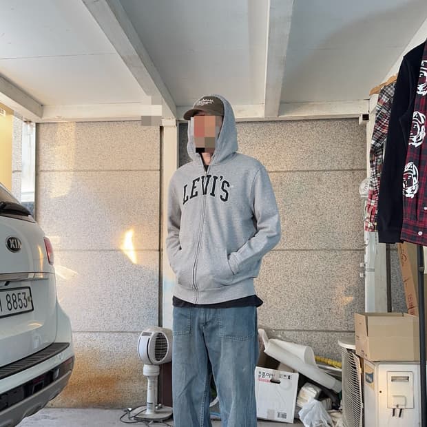 리바이스 스펠아웃 로고 후드집업