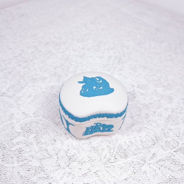 [영국앤틱] 웨지우드 제스퍼웨어 강낭콩 트킹켓박스 보석함_화이트