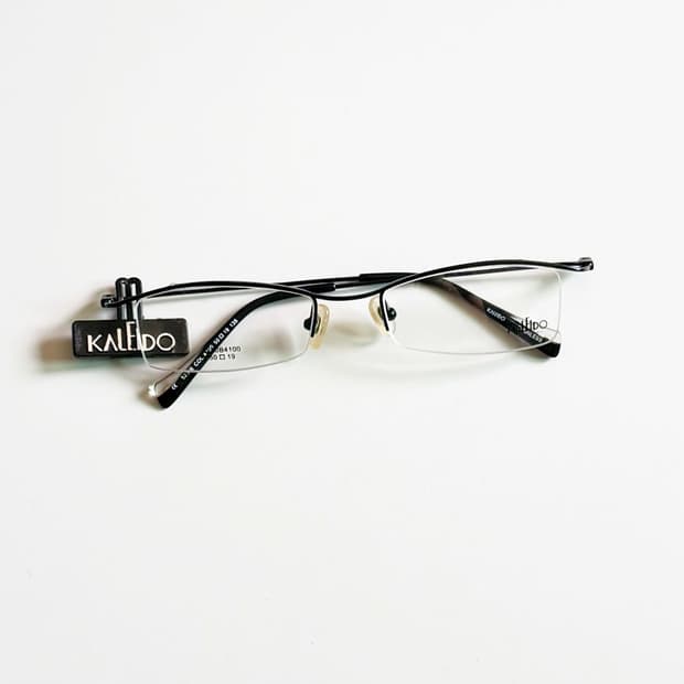 90s KALEIDO 블랙 반무테 스퀘어 메탈 빈티지 안경