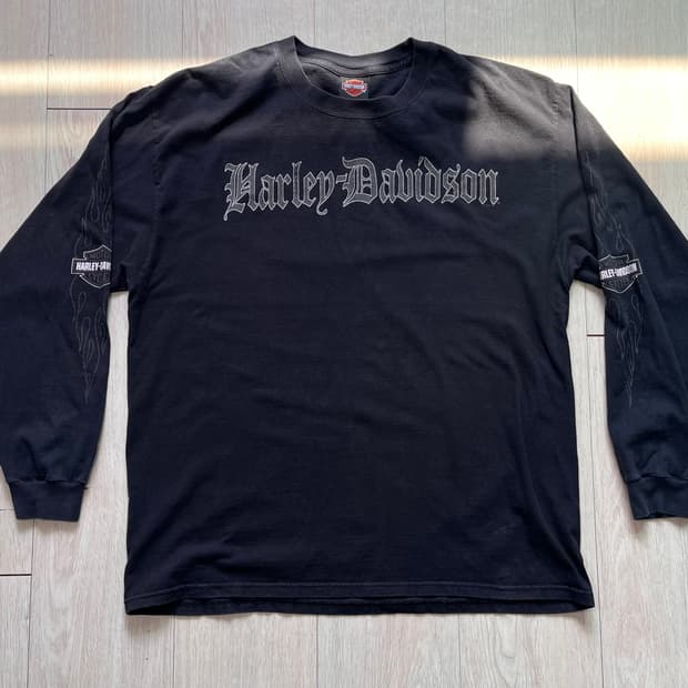 07 할리 데이비슨 올드 잉글리시 블랙 플레임 롱슬리브