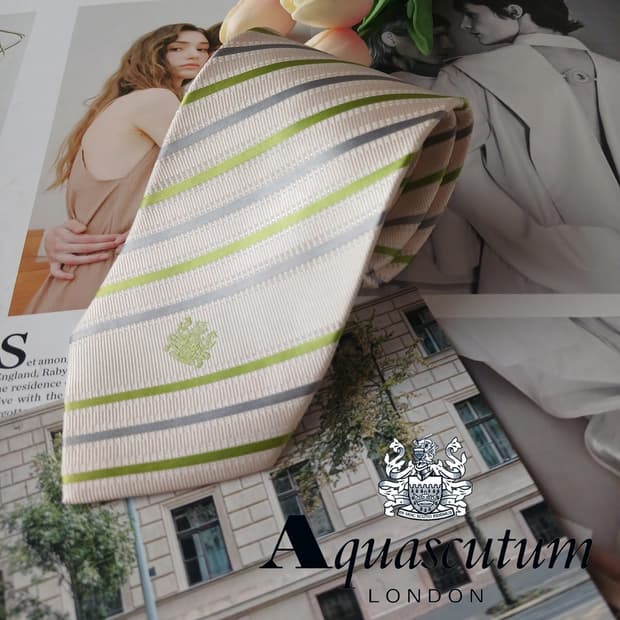 아쿠아스큐텀 실크 스트라이프 넥타이 9.3cm A등급 A19123
