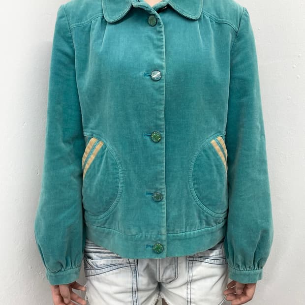 민트 코듀로이 포켓 디테일 자켓