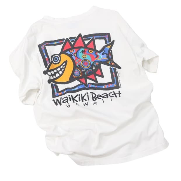 All Sport 90s 빈티지 하와이 와이키키 비치 그래픽 티셔츠 L