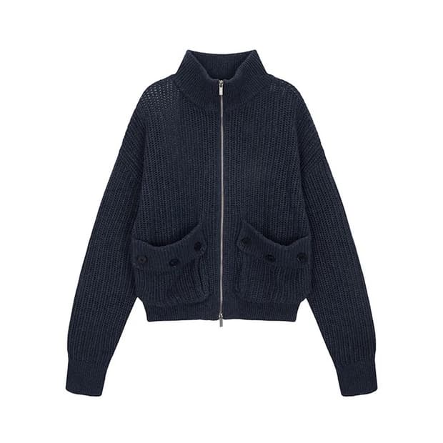 마뗑킴 니트 집업 VOLUME POCKET KNIT ZIP UP