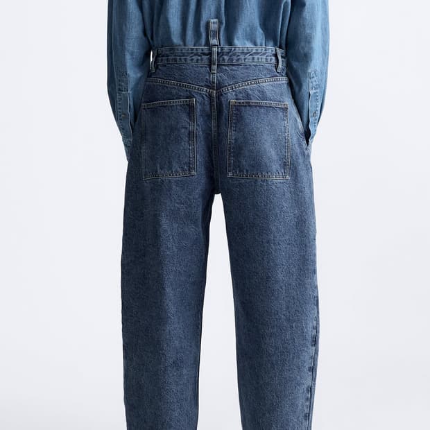 자라 x 스튜디오니콜슨 와이드 레그 진 블루