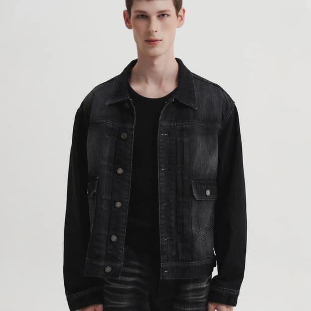 DNSR 헤리티지 데님 자켓 블랙 청자켓 XL