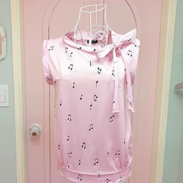 milk 멜로디 음표 나시 블라우스 티 빈티지 러블리 히메갸루 긱시크