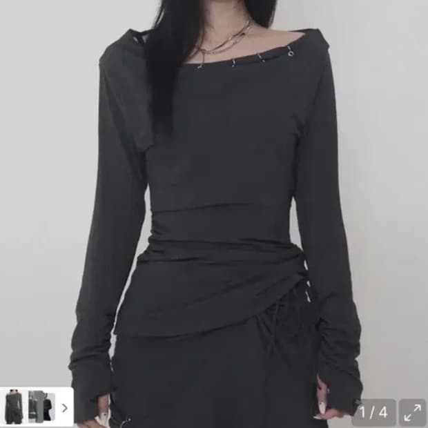 에트오소메 피어싱 드레이프 셋업 롱 슬리브 차콜