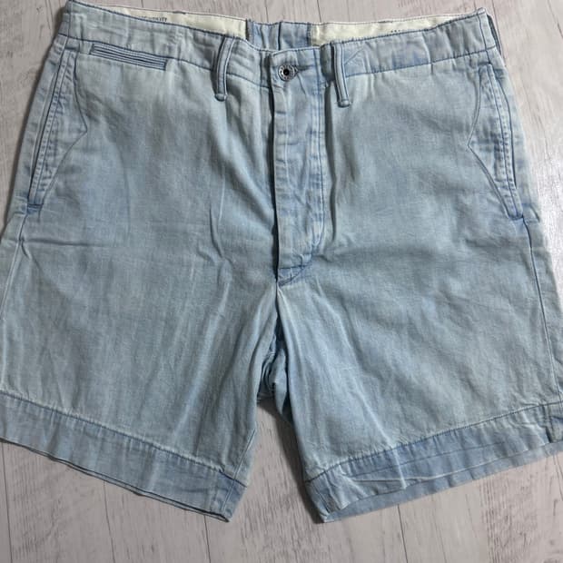 RRL 가먼트다잉 오피서 샴브레이 치노쇼츠 32