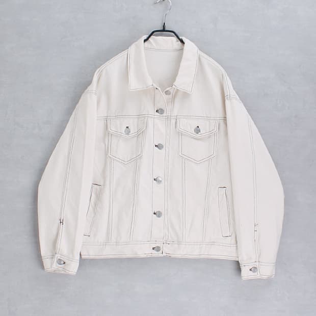 light beige trucker jacket