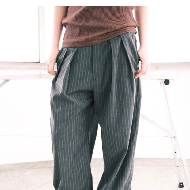 새상품) Leekie 메이드 스트라이프 슬랙스 S 기모 추가