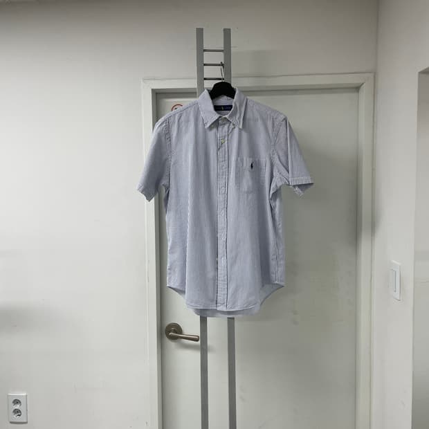 폴로 시어서커 반팔 스트라이프 셔츠 M 