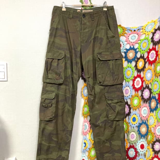 아베크롬비 y2k 카모플라쥬 유틸리티 필드 카고 워크팬츠 32