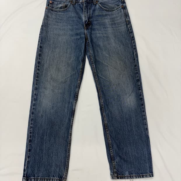 리바이스 550 워싱 데님 와이드핏 청바지