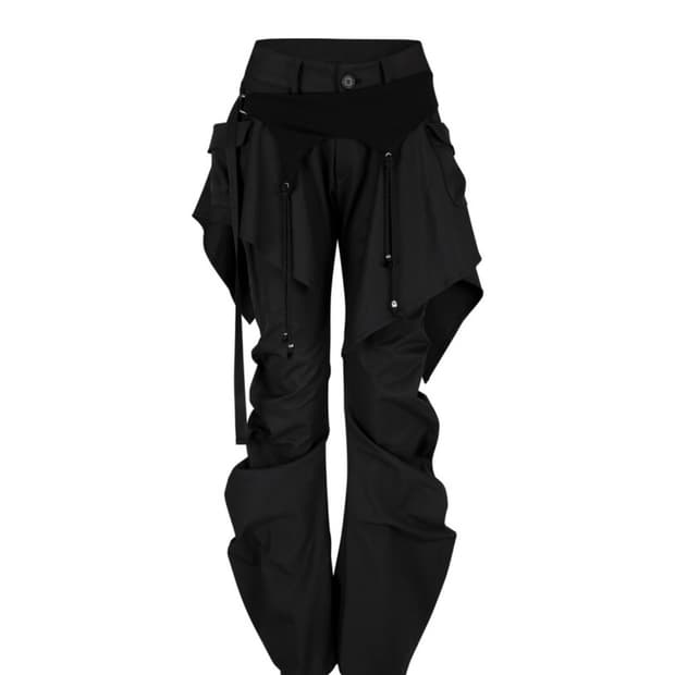 카시코 레이어드 스트랩 팬츠 블랙