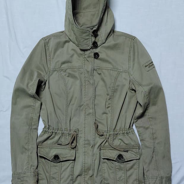 [L] 아베크롬비 여성 후드 야상 자켓 (카키)