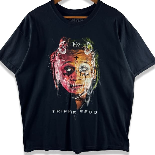 Trippie Redd 페이스 프린팅 머천다이즈 티셔츠4145