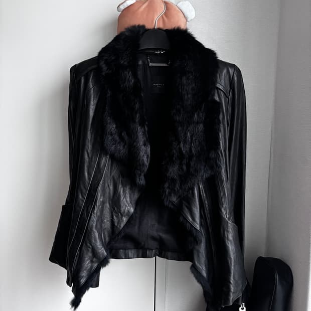 Minimum slim fur lambskin leather jacket