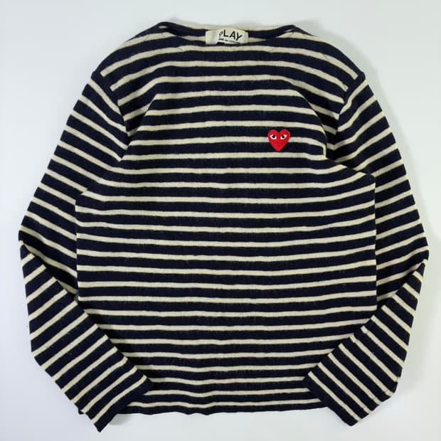 Comme des Garcons 꼼데가르송 스트라이프 울 레드와펜 니트