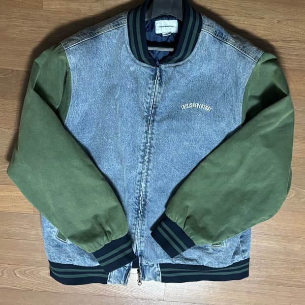 디스이즈네버댓 데님 바시티 자켓 xl
