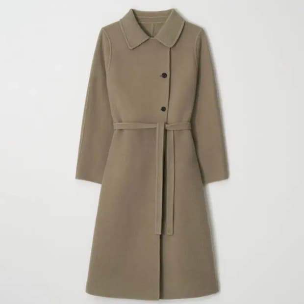 윤슬샵 클래식 더블코트 올리브베이지