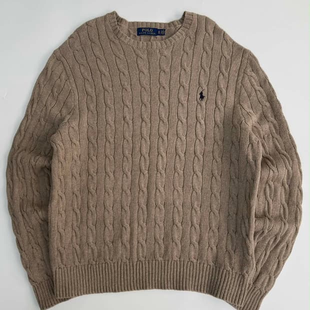 [XL] 폴로 랄프로렌 신형 베이지 케이블 니트 스웨터