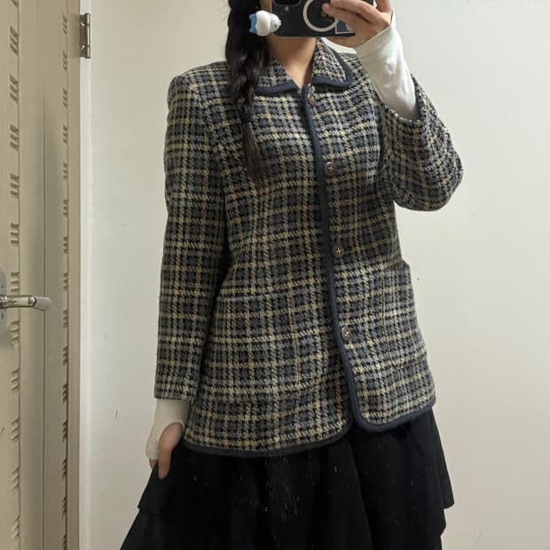 일본 빈티지 트위드 코트 