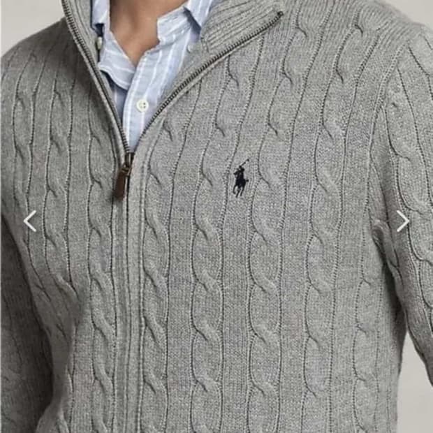 🔥[정품/새상품]🔥폴로 남성 케이블 풀집업 니트 꽈배기 니트 스웨터