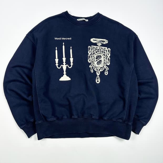 마르디 메크르디 여성 박시핏 맨투맨 네이비 Free