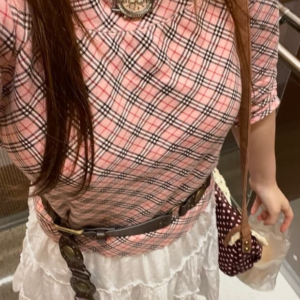버버리 블루라벨 페어리 모리깔 핑크 노바체크 롱슬리브