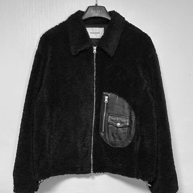토니웩 레더 트리밍 플리스 자켓 100-105/블랙