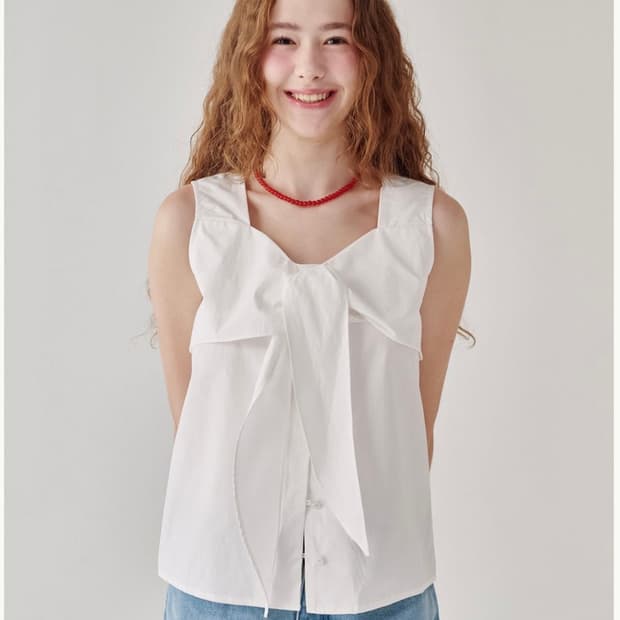 론론 RIBBON BOW SLEEVELESS