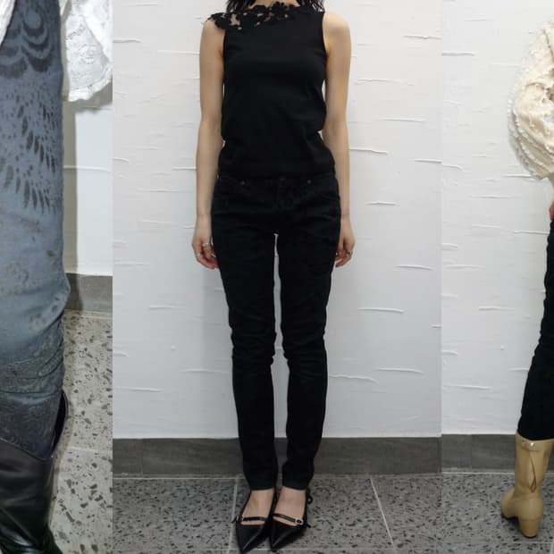 black jacquard skinny jeans