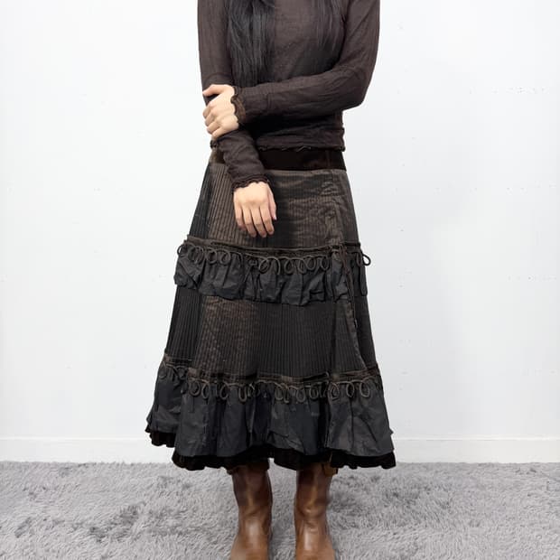 Hiroko Koshino Textured Ruffle Skirt