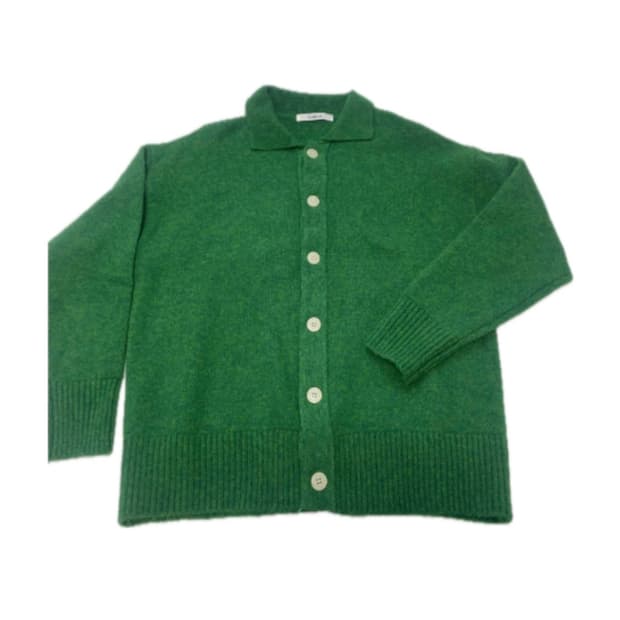 [니티드] 울 카라 가디건 GREEN 새상품