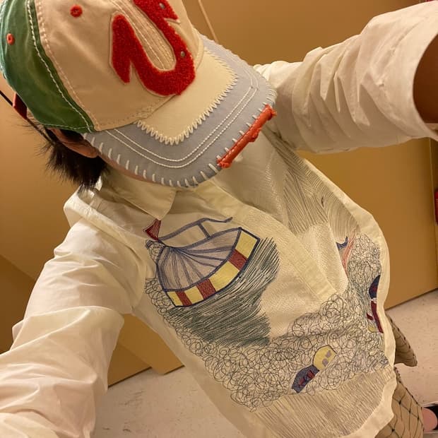 자수 드로잉 셔츠