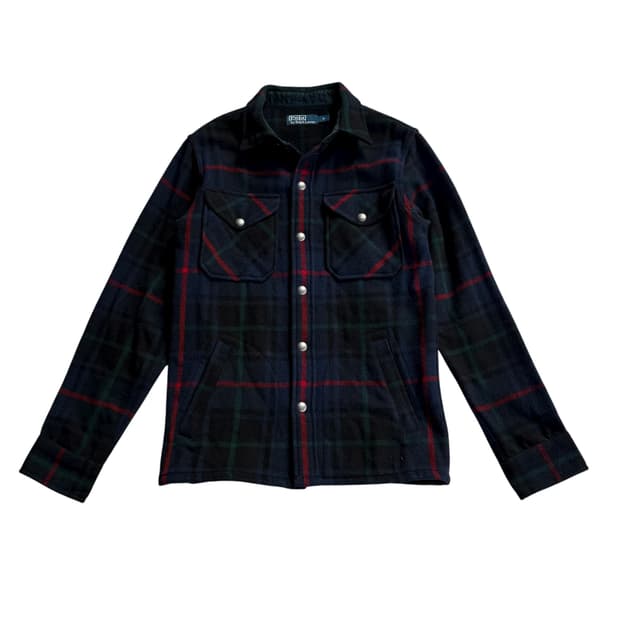 폴로 체크 울 셔츠 자켓