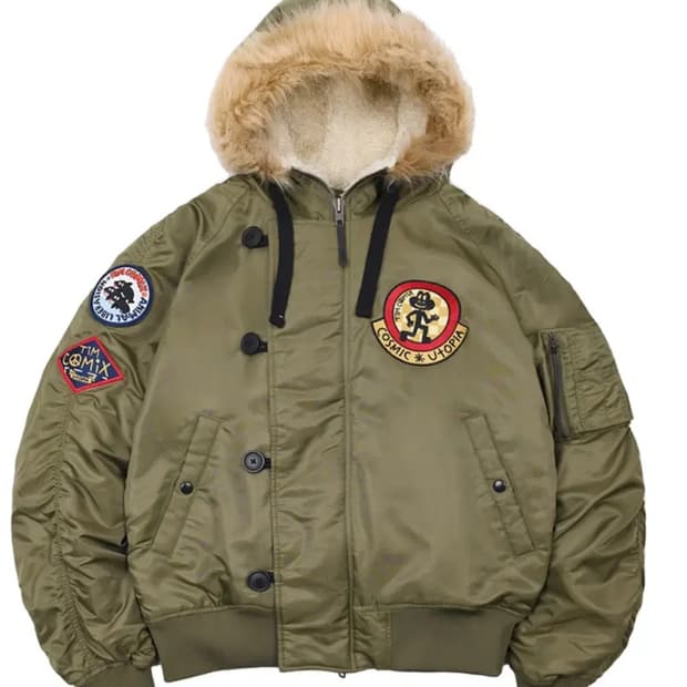 팀코믹스 ma-1 후디드 덱 점퍼 m 카키