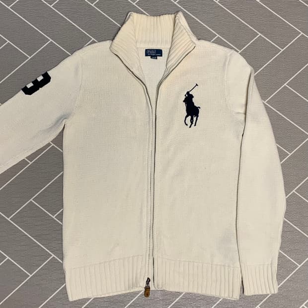 폴로 빅포니 니트집업 아이보리